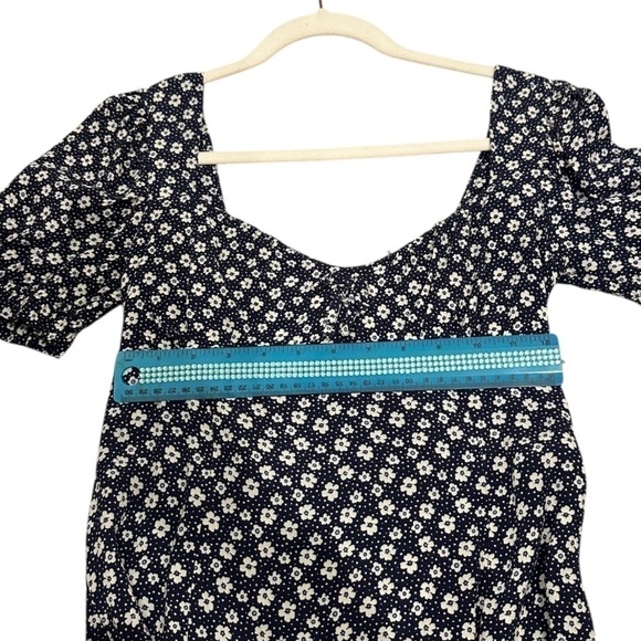 Sequin Hearts Women's Floral A-Line Dress Navy with Puff Short Sleeves XS - Picture 11 of 12